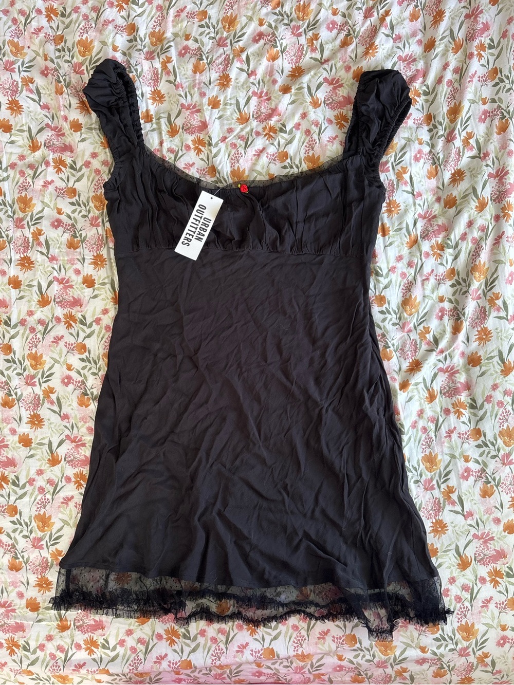 Kimchi Blue Urban Outfitters NWT Black Mini Dress Size XL Babydoll Party Boho